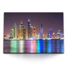 Quadro su tela 120x80 cm Dubai di notte skyline città grattacieli