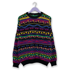 Maglione Vintage a girocollo multicolore a fantasia 70% cotone - Taglia 48 50 M