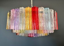 Grande lampadario in vetro di Murano -101 bicchieri tubolari multicolori