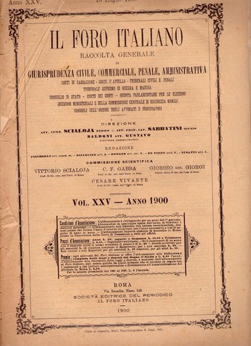 Foro italiano vol xxv - foro,
