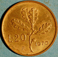 Italy 20 Lire 1970 KM# 97