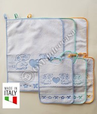 SET 3 BAVAGLIE+3 SALVIETTE COTONE PER ASILO E SCUOLA MATERNA BAMBINO BAMBINA