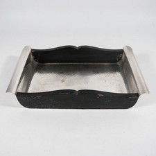 SVUOTATASCHE SVUOTA TASCHE PICCOLO VASSOIO ART DECO LEGNO E SILVERPLATE VINTAGE