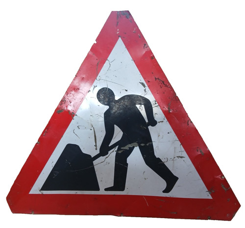 Vintage road sign roadworks - vintage,