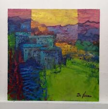 Quadro Dipinto Paesaggio Olio Tavola Cm30x30