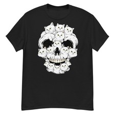 T-shirt grafica gatto teschio