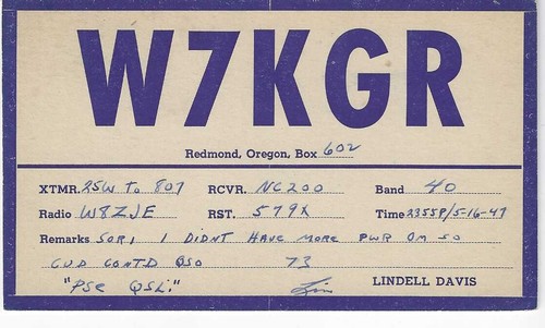 Scheda radio qsl 1947 - scheda,