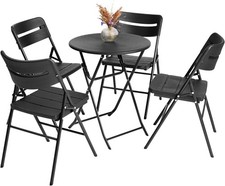 Set tavolo e 4 sedie pieghevoli rotondi da esterno patio giardino caffè bistrot