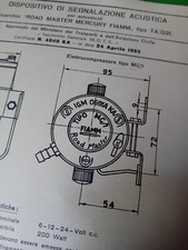 SCHEDA OMOLOGAZIONE TROMBE CLACSON FIAMM ROAD MASTER MERCURY TA/03L 1965