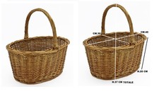 CESTO ROBUSTO OVALE CON MANICO VIMINI 40x30xH20 RACCOLTA FUNGHI NOCI FRUTTA 2025