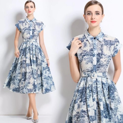 Abito camicia lungo blu con - abito,