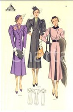 1930 ca Moda donna ANNI '30 CHIC PARISIEN Abiti lunghi e cappelli con veletta