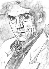 Jeremy Irons  Portrait Actor Original Watercolors & Pencil Card ACEO