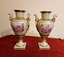 COPPIA VASI DIPINTI IN PORCELLANA FRANCIA SEVRES VEDI FOTO