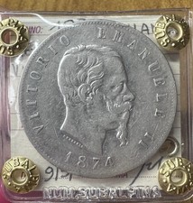 REGNO D’ITALIA VITTORIO EMANUELE II 5 LIRE 1874 MILANO sigillata qBB SUBALPINA