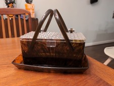 Scatola Lucite Marrone Vintage