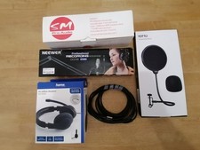 Lotto Home Recording Microfono A Condensatore Cuffie Asta filtro Antipop cavi Lp