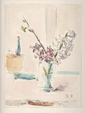 Filippo De Pisis  -Fiori nello studio  - Litografia a colori