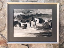 Quadro -Paesaggio- Antonio Bertè realizzato a china su carta