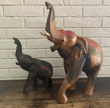 Coppia elefanti legno - coppia, in