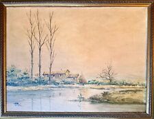 Luciano Torsi 20x30 olio su Tela “ Nevicata a Torre del Lago , Lucca" 1974 RARO