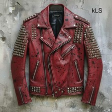 Giacca pelle rossa con - giacca,