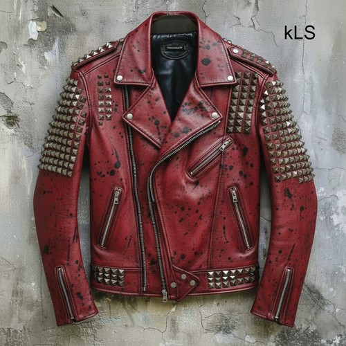 Giacca pelle rossa con - giacca,