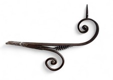 ANTICA PORTA LANTERNA CANDELIERE IN FERRO BATTUTO E FORGIATO