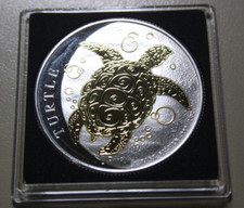 Niue 2 dollari 2021 argento 1 oz #F6950 "Hawksbill Turtle" motivo oro 24k dorato