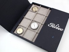 Custodia Orologi Da Tasca Perseo 16 Posti Blu Elegante Watch Box Simil Pelle