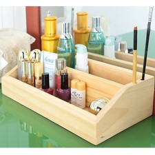 [Made In Korea] Scatola Organizzatore Cosmetico 2 Strati Legno Massello di Pino Trucco Astuccio 