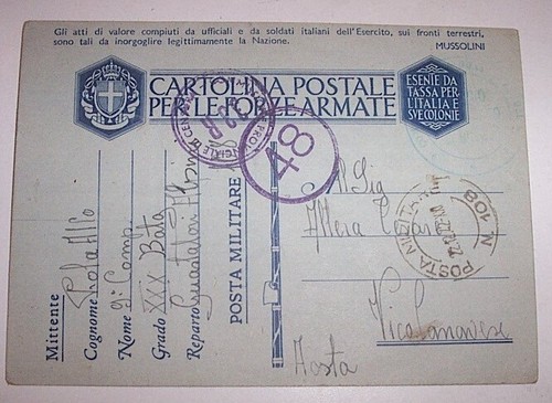 Cartolina postale forze - , armate
