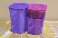 Nuovo Tupperware Fresh N Cool Set di 3 Contenitori Modulari 2, 4 e 6 Tazze Viola