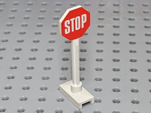 Lego road sign octagonal - road, sign,