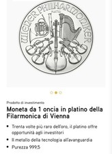 Moneta da 1 oncia in platino dellaFilarmonica di Vienna 2025