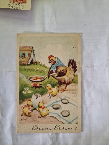 Cartolina buona pasqua gallina - pasqua,