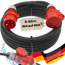 Adattatore CEE 16A maschio a presa 32A H07RN-F 5G2,5 a scelta trasformatore di fase PCE 5-50m