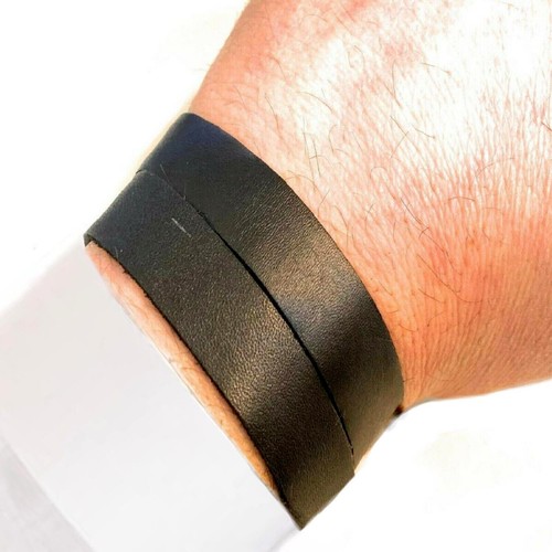 Bracciale pelle uomo nero - pelle,