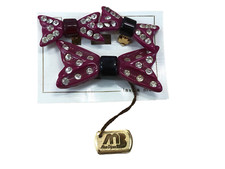 ORECCHINI E SPILLA FIOCCO FUCSIA BIGIOTTERIA VINTAGE ANNI 70-90 DA CM 4-6