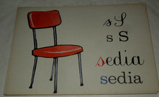 TAVOLA  S DI SEDIA CM. 23,00 x 32,50 ALFABETIERE ILLUSTRATO ORIGINALE VINTAGE