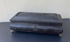 ANTICO SCRIGNO SCATOLA COFANETTO PORTAGIOIE CARTONE LEGNO E CUOIO SBALZATO 800