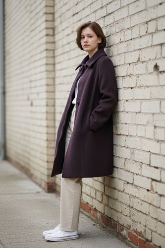 Mantella corta prugna cappotto - mantella,