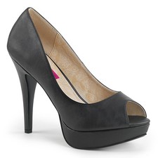 CHLOE-01 chice Pleaser décolleté con plateau donna tacco alto punta aperta nere effetto pelle