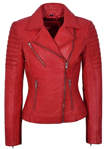 Donna pelle giacca - giacca, rosso