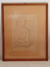 Dino Beraldini (1906 - ?) - "Modella" - Matita su carta in cornice con vetro
