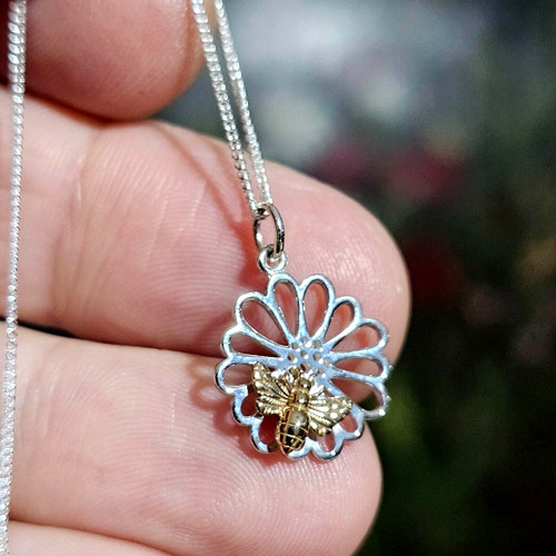 Ciondolo mandala fiore ape - mandala,