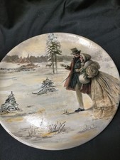 SET DI DUE PIATTI IN CERAMICA DECORATI CON TECNICA DECOUPAGE E ACRILICI PAESAGGI