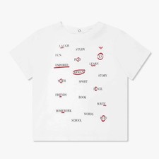 T-shirt Emporio Armani Junior Ivery con logo - 6 anni