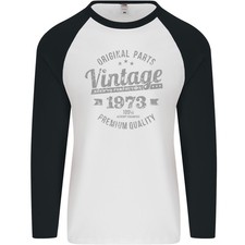 T-Shirt Da Baseball Vintage Anno 52 Compleanno 1973 Uomo L/S