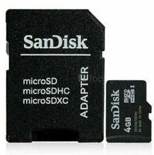 Memoria MICRO SD HC SanDisk 4GB + adattatore e custodia x smartphone navigatori 